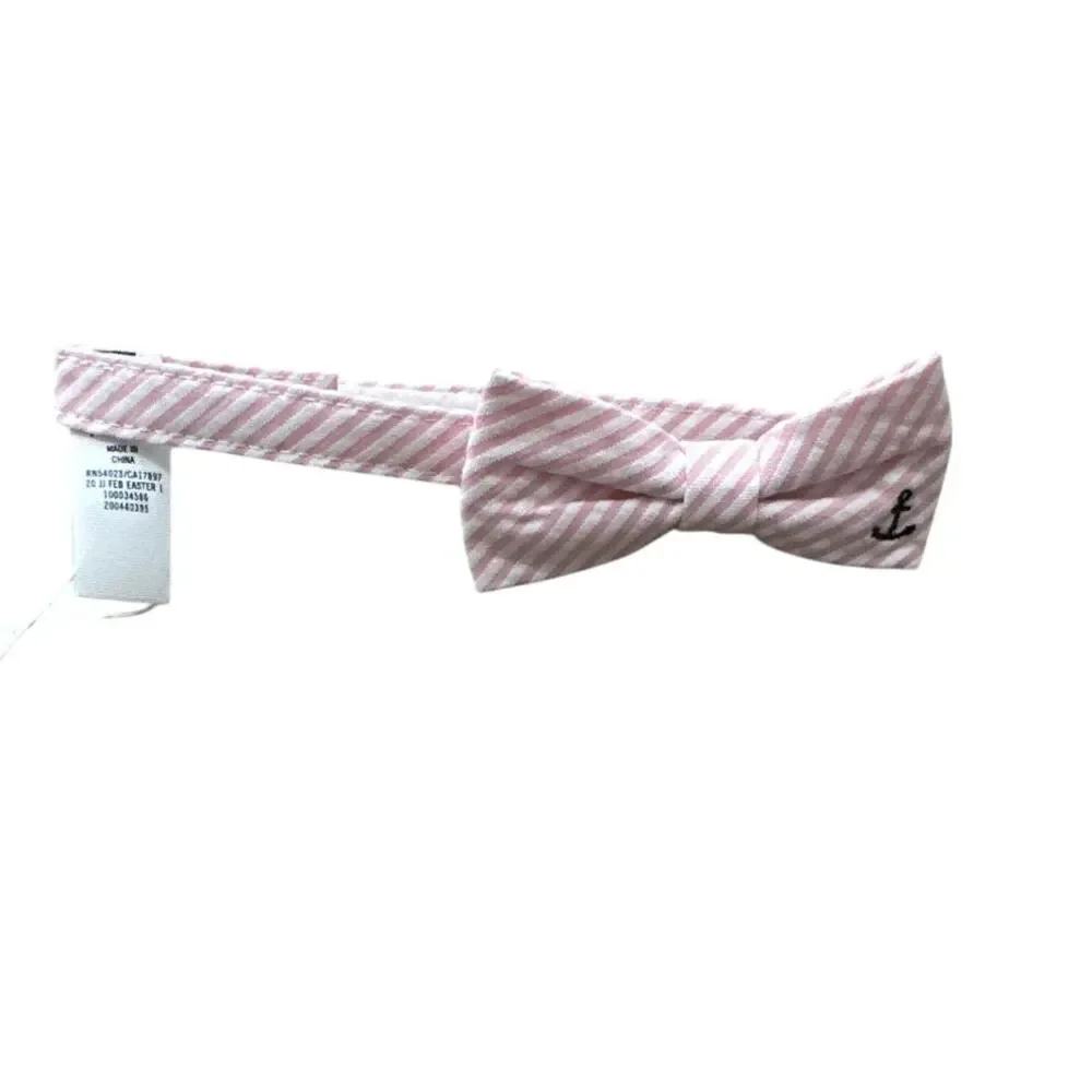 Janie and Jack Seersucker Bowtie scarf pink stripe Size 0-12 months New